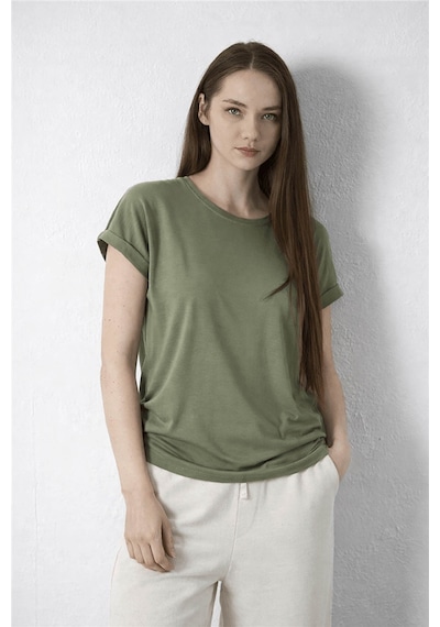 Fashion Friends Bisiklet Yaka Haki Kadın Bluz 26y0194k1