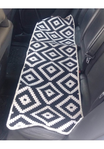 Efe Minder Oto Koltuk Kilim Seti - 3 Parça Takım - Çift Taraflı Mavi Beyaz-siyah Beyaz 1