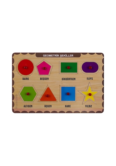 Maketçiniz Ahşap Tutmalı Eğitici Yapboz Geometrik Şekiller