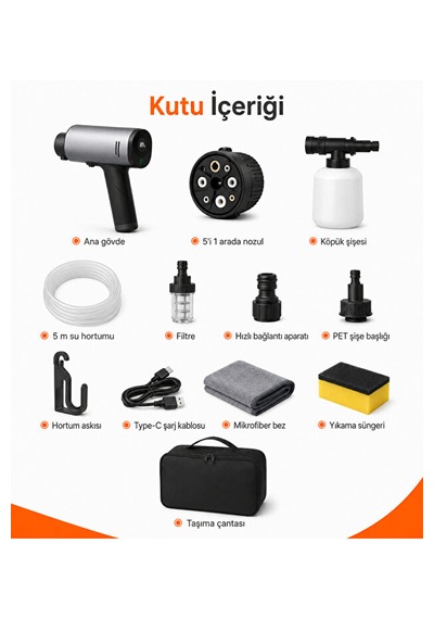 Katlanabilir Kablosuz Basınçlı Araç Yıkama Makinesi 1 Adet