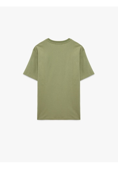 Koton Regular Fit Kısa Kollu Bisiklet Yaka Pamuklu Basic Tişört Haki 6sam10332mk