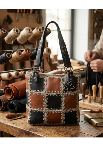 İlkecantadunyasi İlke Çanta Dünyası El Yapımı Patchwork Taba-siyah Deri Büyük Boy Tote El - Omuz Çantası Taba - Siyah İlkecantadunyasi İlke Çanta Dünyası El Yapımı Patchwork Taba-siyah Deri Büyük Boy Tote El - Omuz Çantası Taba - Siyah