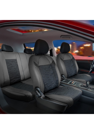 Suzuki Swift 2018-2025 Yarı Deri Oto Koltuk Kılıfı Ön Arka Set Siyah Premium Seri Şhn