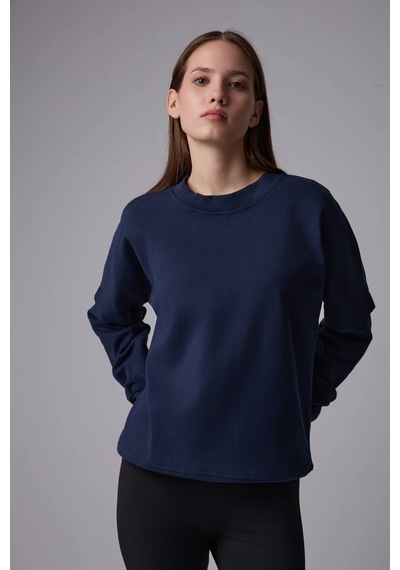 Defys Kadın Bisiklet Yaka Kol Detaylı Oversize Fit Basic Sweatshirt Lacivert - 598314741 Lacivert Defys Kadın Bisiklet Yaka Kol Detaylı Oversize Fit Basic Sweatshirt Lacivert - 598314741 Lacivert