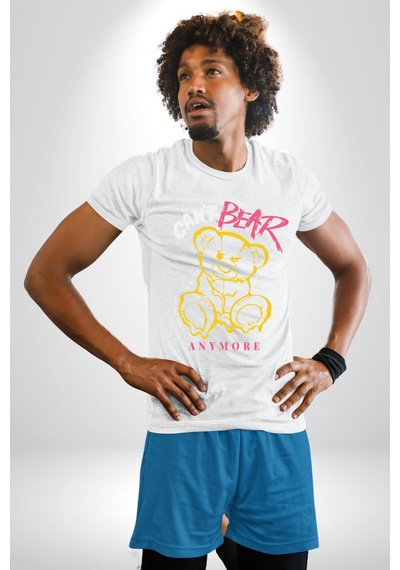 Daha Fazla Dayanamıyorum Teddy Unisex Unisex Beyaz Organik Baskılı T-shirt Penye Yüksek Kalite Beyaz