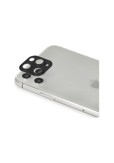 Apple iPhone Uyumlu 11 Pro Max Pers Alüminyum Kamera Lens - Siyah Düz Renkli