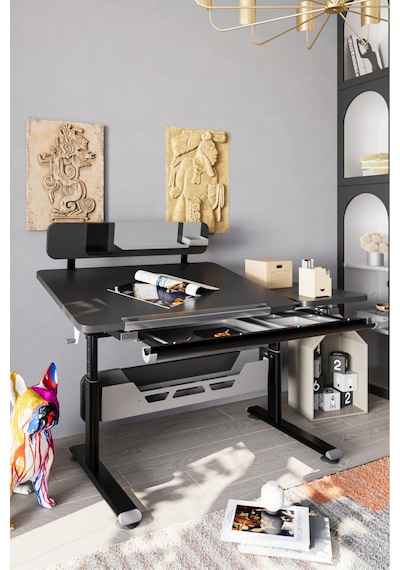 Vega Standart Yükseklik Ve Eğim Ayarlı, Çekmeceli Bilgisayar Ve Ofis Masası, Çalışma Masası Antrasit Gri Vega Standart Yükseklik Ve Eğim Ayarlı, Çekmeceli Bilgisayar Ve Ofis Masası, Çalışma Masası Antrasit Gri