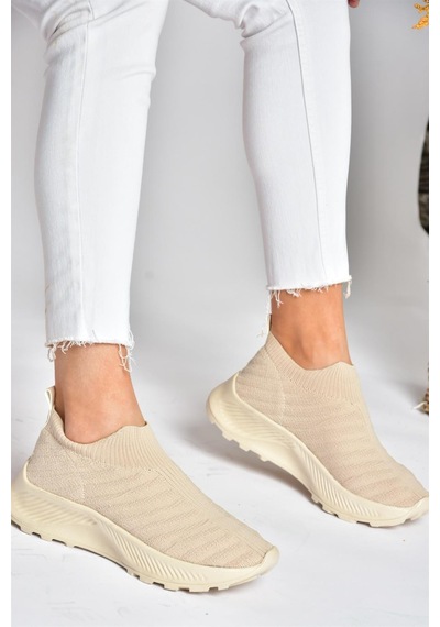 Fox Shoes P239503304 Bej Triko Kumaş Kadın Spor Ayakkabı Sneakers Bej