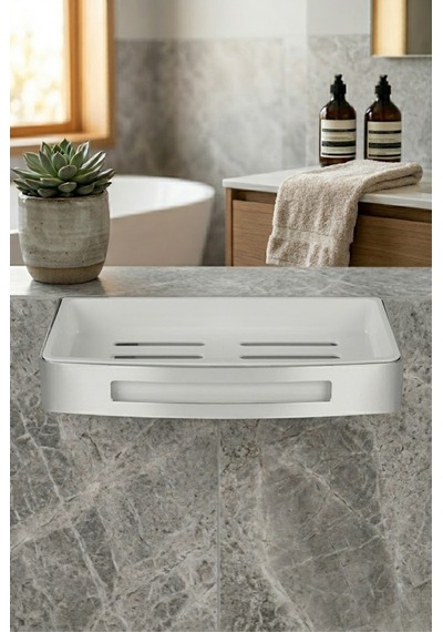 Krom Dekoratif Düz Banyo Rafı Gümüş