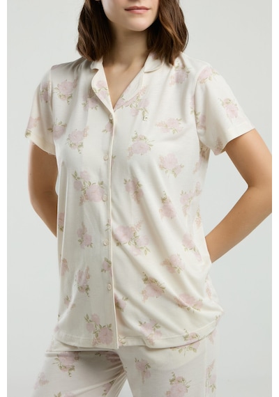 Pierre Cardin Kadın Beyaz Gömlek Pijama Beyaz