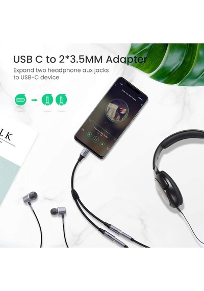 Type-c To 2 Li Aux Kulaklık Çıkış Çoklayıcı