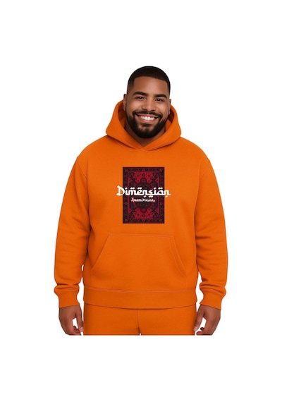 Benroma Kilim Desen Baskılı Büyük Beden Unisex Sweatshırt Turuncu
