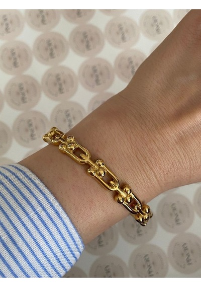 Pinery Jewels Modern Paslanmaz Çelik Kelepçe Bileklik - Günlük Ve Özel Kullanım Altın
