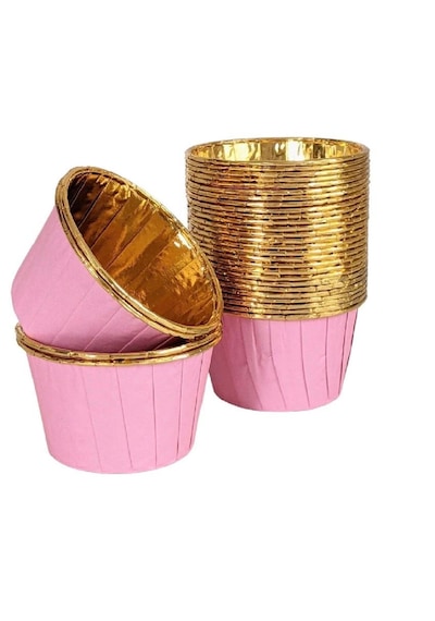 Pembe Gold Parlak Metalize 25'li Muffin Cupcake Kek Kapsülü