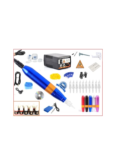 Xl-301C Hybrıd Blue Tattoo Pen - Kalıcı Makyaj Makinası Seti - Sw
