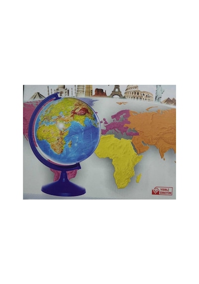 Lrs Store Işıklı Küre - 36 Cm Yükseklik 26 Cm Çap - Hem Fiziki Hem Siyasi Dünya Küresi, Mavi Diğer