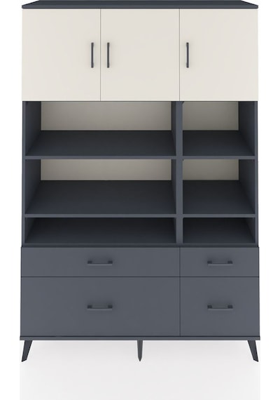 Hyperion Dolap 10 Raflı 4 Çekmeceli 3 Kapaklı 132x44x195 Antrasit-aytaşı/antrasit Aytası/antrasıt Hyperion Dolap 10 Raflı 4 Çekmeceli 3 Kapaklı 132x44x195 Antrasit-aytaşı/antrasit Aytası/antrasıt