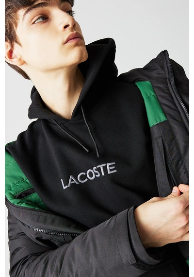 Lacoste Syntehic Fill Jacket Çıkarılabilir Kapüşonlu Erkek Parka Siyah