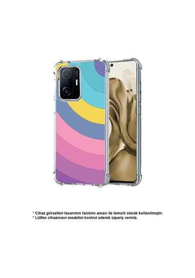 Tecno Camon 18 Uyumlu Köşe Korumalı Renk Cümbüşü B Tasarımlı Şeffaf Silikon Kılıf