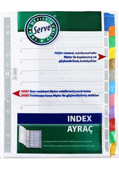 Serve Karton Ayraç Klasik 12 Renkli A4 Sv-5525-k