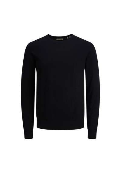 Jack & Jones Erkek Bisiklet Yaka Siyah Triko Kazak - 12208364 Siyah