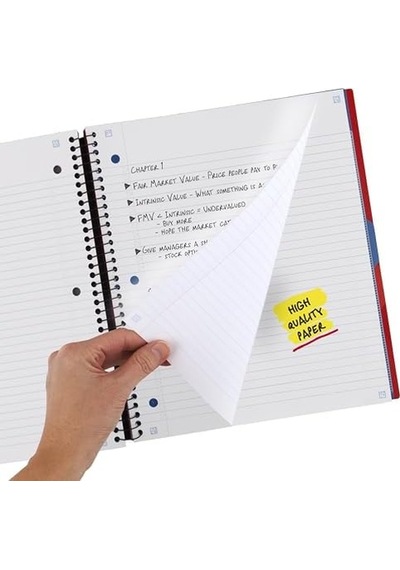 Five Star Spiral Defter + Çalışma Uygulaması, 3 Konu, Kolej Çizgili Kağıt, Spiral Korumalı İleri Defter, Hareketli Sekmeli Bölücüler Ve Genişleyen Cepler, 8-1/2 "x 11", 150 Yaprak, Ateş Kırmızısı 73134 103 Ivory Five Star Spiral Defter + Çalışma Uygulaması, 3 Konu, Kolej Çizgili Kağıt, Spiral Korumalı İleri Defter, Hareketli Sekmeli Bölücüler Ve Genişleyen Cepler, 8-1/2 "x 11", 150 Yaprak, Ateş Kırmızısı 73134 103 Ivory