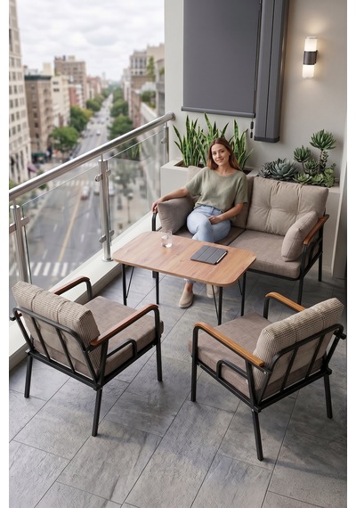 Ekon Serisi 1. Sınıf 2+1+1 Cappucino Bahçe Balkon Oturma Koltuk Takımı