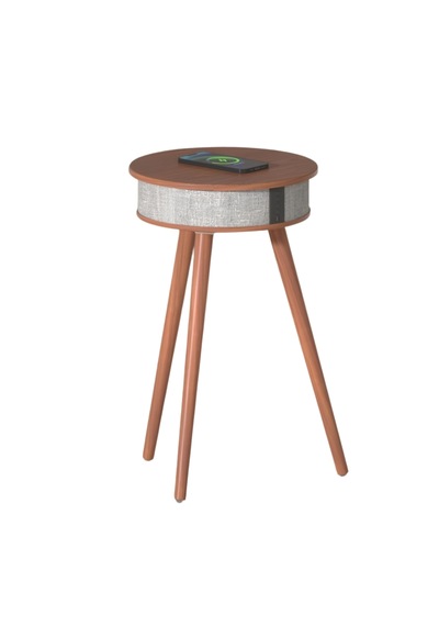 Doppler Barista Ayaklı Sehpa Hoparlör, Bluetooth Kit Ve Kablosuz Şarj Özellikli Koyu Kahverengi - Ahşap