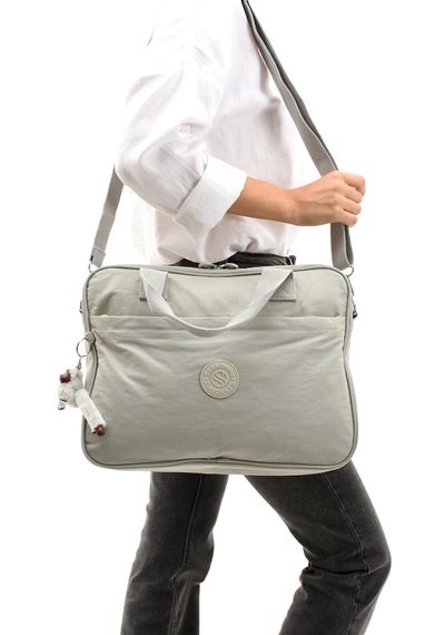 Özer-3027 Sanmorris Unisex Krinkıl Suya Dayanıklı Çapraz-el Askılı Evrak Ve Laptop Çantası Açık Gri