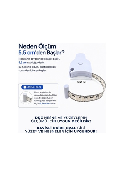 Baş Ve Vücut, Kafa Çevresi Ölçüm Aleti Bel Ölçme Metresi Mezura Terzi Ölçü Metresi Ergonomik