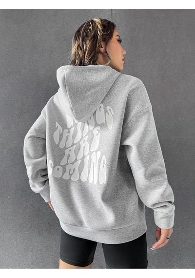 Altamira Unisex Good Things Sırt Baskılı Oversize Kapşonlu Sweatshirt 001