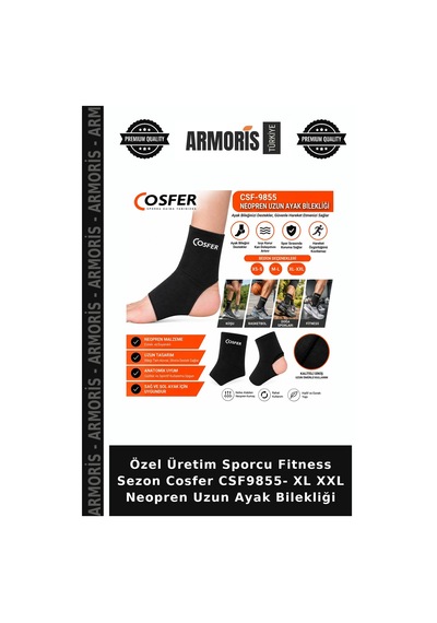 Özel Üretim Sporcu Fitness Sezon Cosfer Csf9855- Xl Xxl Neopren Uzun Ayak Bilekliği Çok Renkli