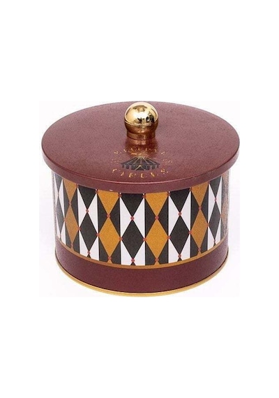 Festival Desenli Yuvarlak Metal Saklama Kabı, 14 X 10 Cm, 1,3 Lt