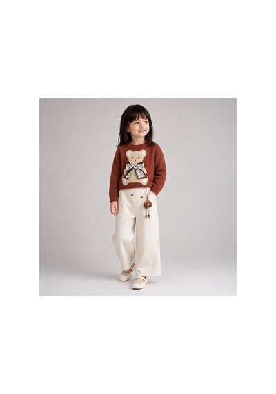 Ministok Browny Bear Kız Çocuk Çarm Detaylı Pantolon Kazak 2'li Takım Turuncu