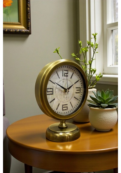 Premium Vintage 25 X 20 Cm Eskitme Metal Masa Saati Çok Renkli