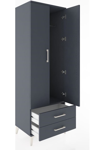 Hyperion Dolap Tek Raflı 2 Çekmeceli Tek Askılı 60x44x182 Ant... Antrasit