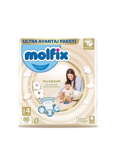 Bebek Bezi Pure&soft Maxi 4 Beden Aylık Paket 86 Adet