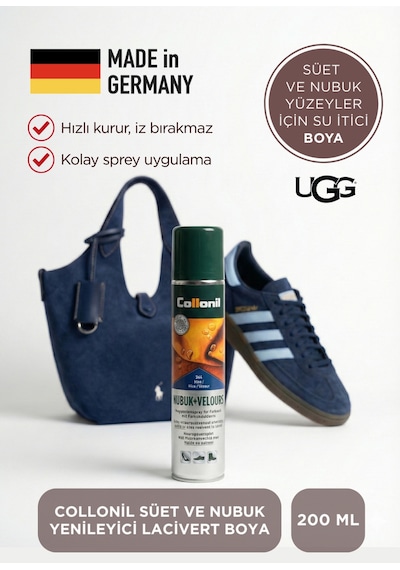 Collonil Tuna Nubuk+velours Süet Ve Nubuk Yenileyici Sprey Boya Lacivert 200 Ml, Made İn Germany - 1592-3 Diğer