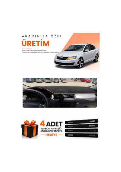 Skoda Rapid 2013-2017 Uyumlu Torpido Koruma Örtüsü Oto Kılıfı - Siyah Kahverengi