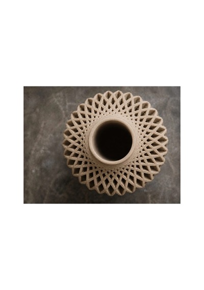 Diamont Mat Beige Vazo Modern Dekoratif 3d Baskı Vazo 137x250 Mm Çok Renkli