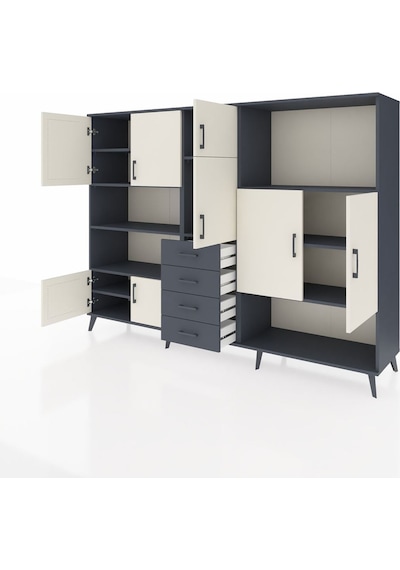 Hyperion Dolap 10 Raflı 4 Çekmeceli 8 Kapaklı 220x44x163 Antrasit Antrasit-aytaşı/antrasit Hyperion Dolap 10 Raflı 4 Çekmeceli 8 Kapaklı 220x44x163 Antrasit Antrasit-aytaşı/antrasit