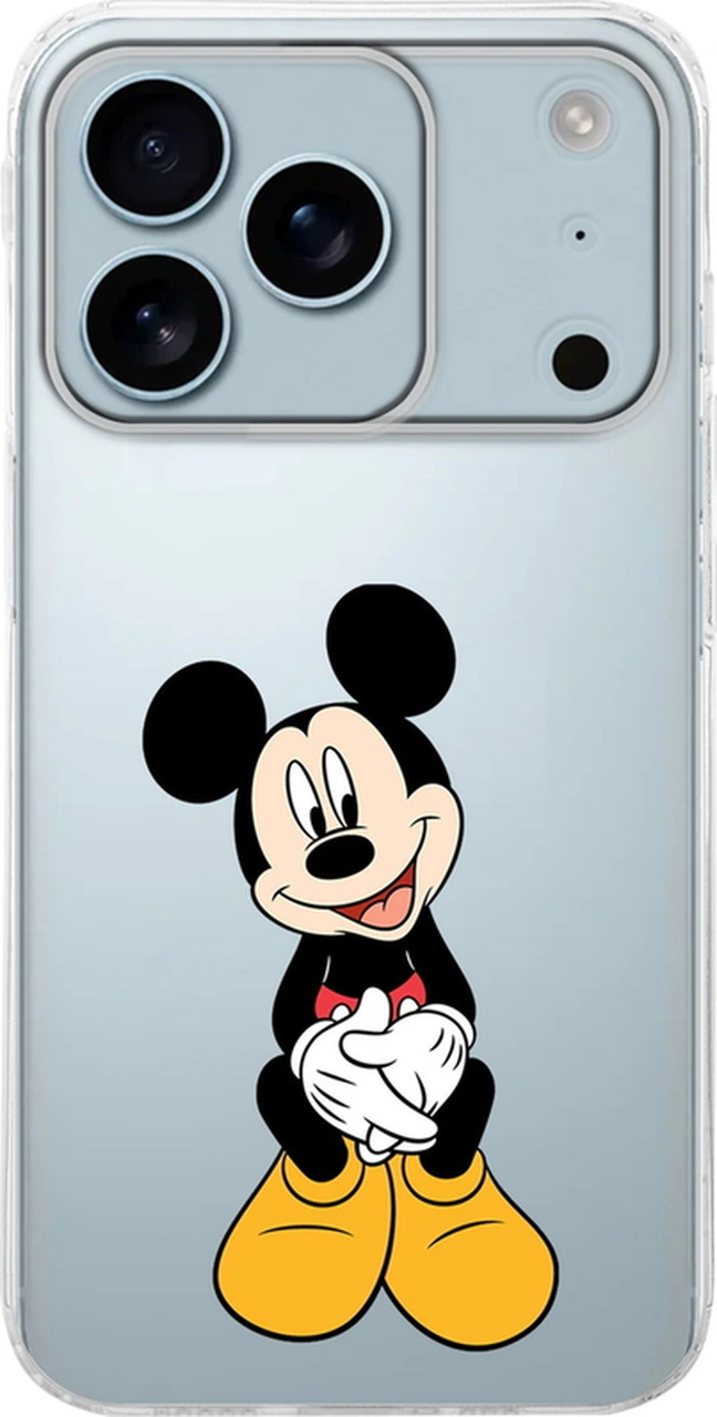 Apple Uyumlu iPhone17 Pro Max İle Kamera Çevresi Açık Mickey Mouse 1 Baskılı Şeffaf Kılıf