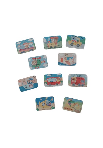 Araçlar Vehicles / 20 Parça Puzzle Yapboz Ahşap Eşleştirme Seti
