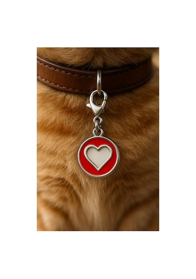 2010 By Falcon Kırmızı Kalp Tasarımlı Metal Pet İsimlik, Suya Dayanıklı Ve Yazılabilir Açık Altın