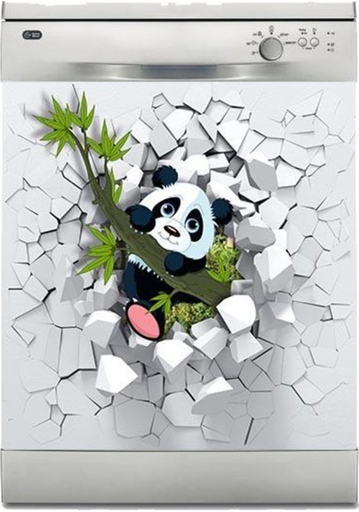 Bulaşık Makinesi Sticker Kaplama Beyaz Eşya Kaplama Şirin Panda