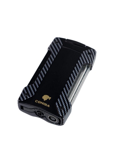 Cohiba Tek Torch Pürmüz Siyah Karbon Desenli Puro Çakmağı