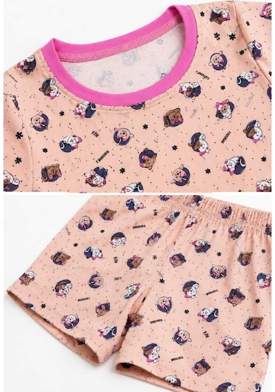 Tenra Kız Çocuk Pamuklu Şortlu Pijama Takımı 3-12 Yaş Pembe