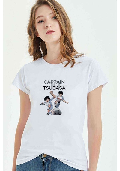 Tsubasa Oozora Baskılı Beyaz Kadın Tshirt