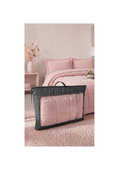 Çift Kişilik Uyku Seti Sherpa Comforter Pembe Pembe