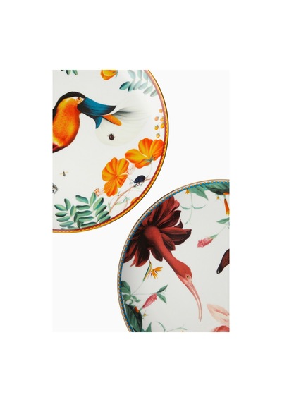 La Doublej Birdbloom Porselen, Italyan Tasarımı Dekoratif Tabak 31 Cm Dekoratif Tabak & Kaseler Çok Renkli